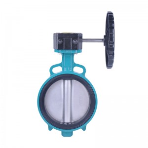 304 Disc Replaceable soft seat wafer butterfly valve DN50-DN300 Gearbox