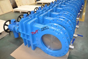 sewage flanged bi-directional sealing knife gate valve with drain outlet