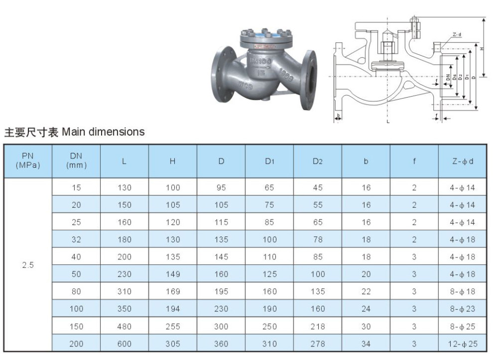 Steel flange lift type check valve