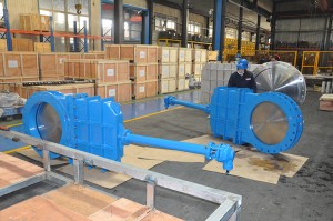 bevel gear flange sambungan knife gate valve