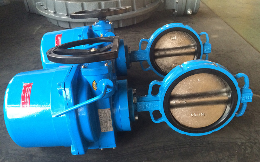 Electric actuator resilent wafer butterfly valve