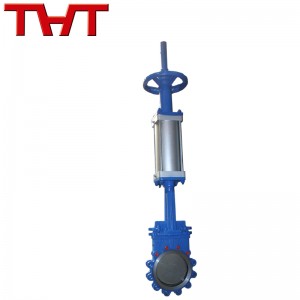 Hand and pneumatic dual operation knife gate valve