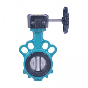 304 Disc Replaceable soft seat wafer butterfly valve DN50-DN300 Gearbox