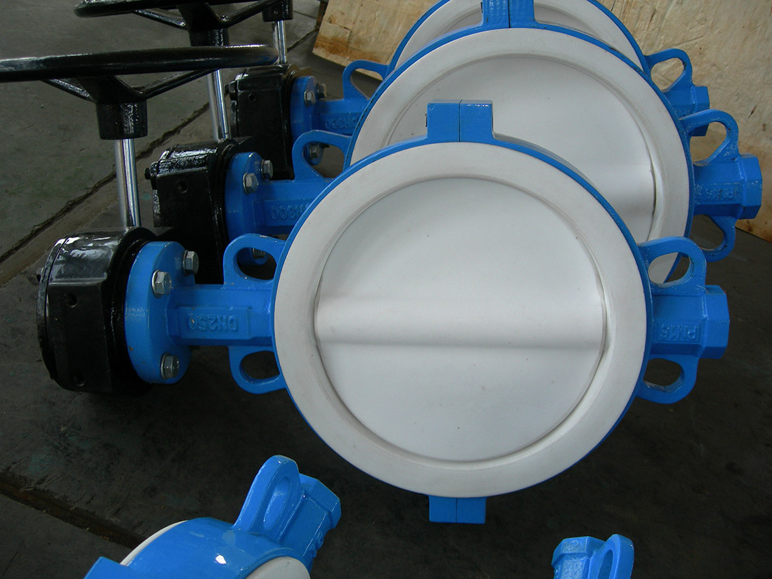 Teflon lined wafer butterfly valve