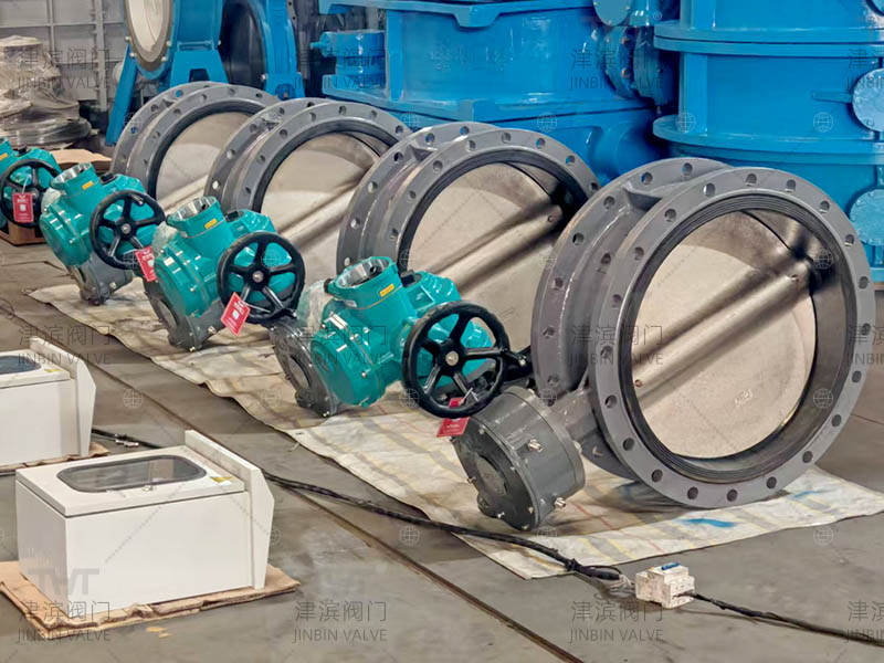EAC Certified electric flanged butterfly valve factory testing