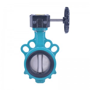 304 Disc Replaceable soft seat wafer butterfly valve DN50-DN300 Gearbox