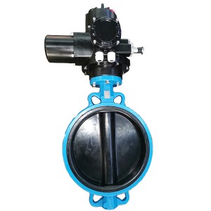 NBR lined wafers end electric butterfly valve factory price