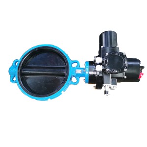 NBR lined wafers end electric butterfly valve factory price