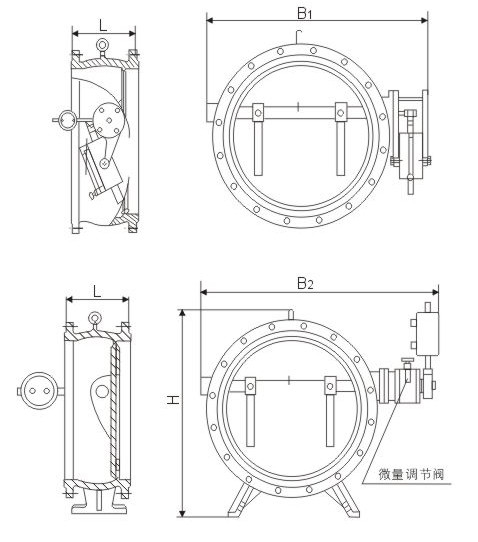 Nepovratni ventil prirubnice s nagibnim diskom s cilindrom za ulje