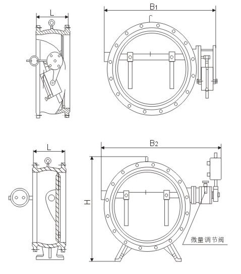 Tilting diski flange duba bawul tare da silinda mai