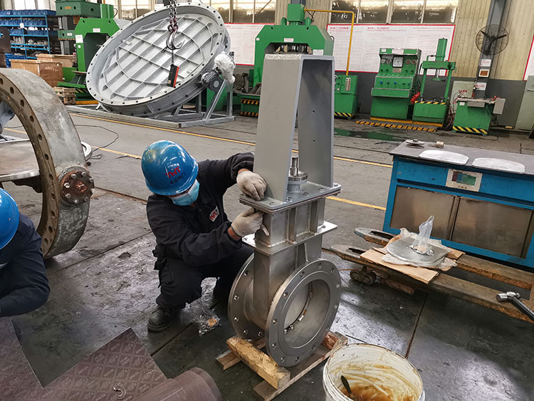 SS304 slide gate valve parti è assemble