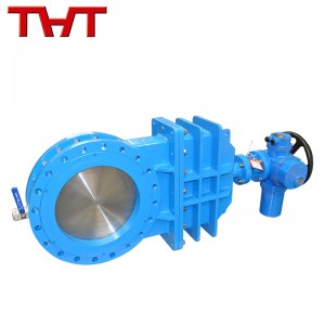 sewage flanged bi-directional sealing knife gate valve with drain outlet