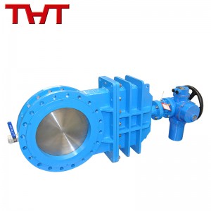 sewage flanged bi-directional sealing knife gate valve with drain outlet